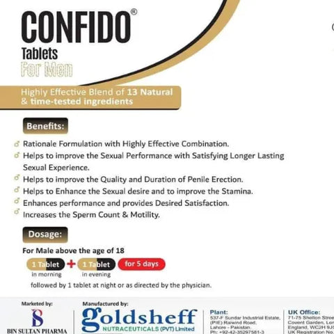 Confido Tablets for Men - Restoring Confidence (90 Tablets) - Curerology